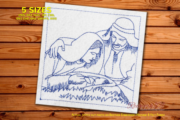 Nativity Scene Redwork for Boutique Apparel