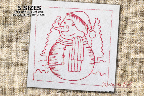 Snowman with Scarf and Hat Redwork Review